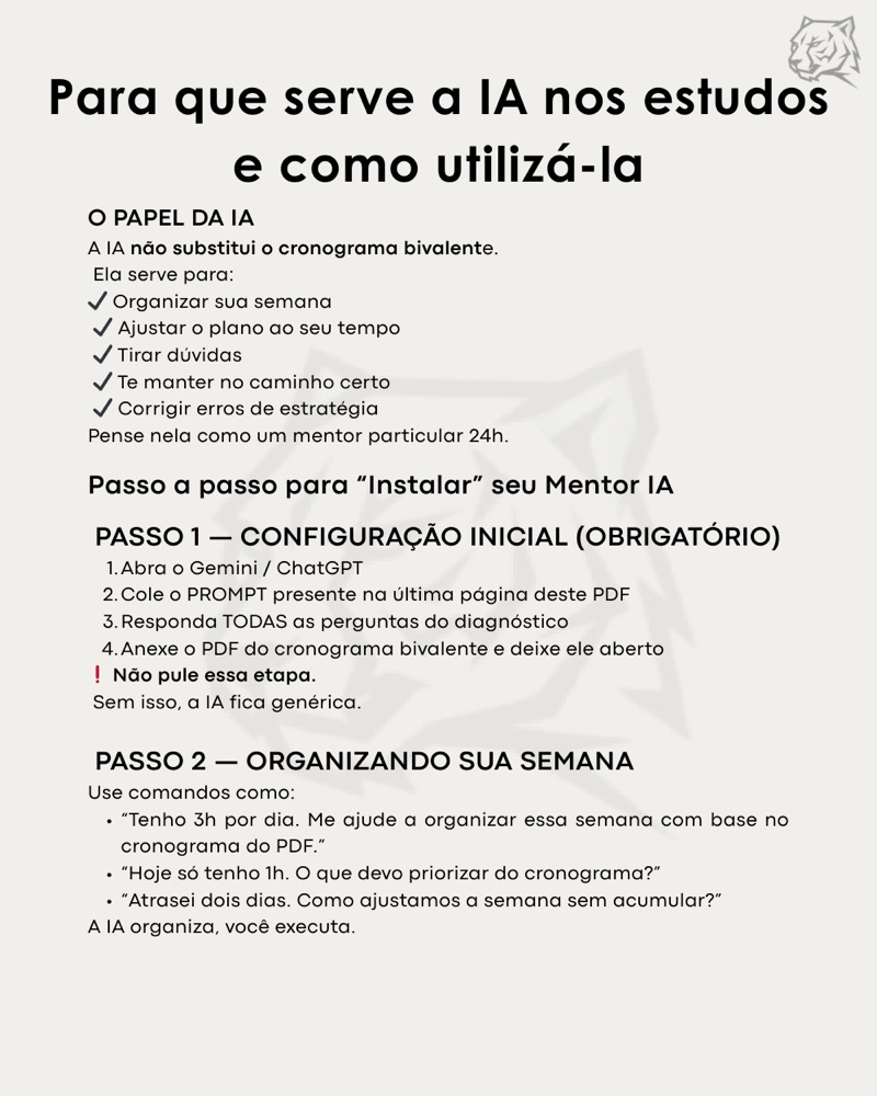 Página do guia do Mentor IA